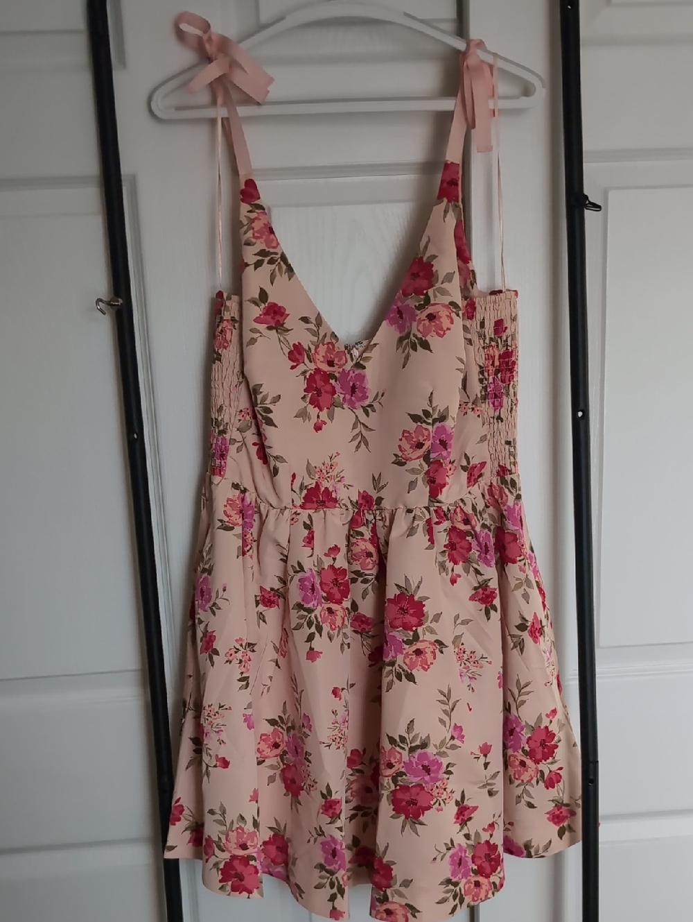 Old Navy Pink Floral Tie-Shoulder Mini Dress